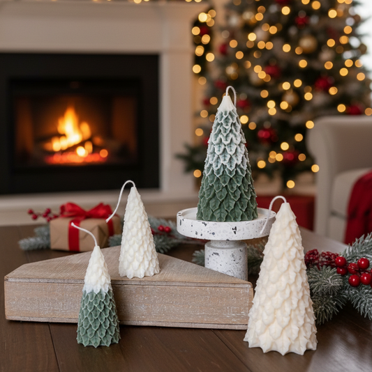 Christmas Pine Tree Candles | Festive Holiday Decor