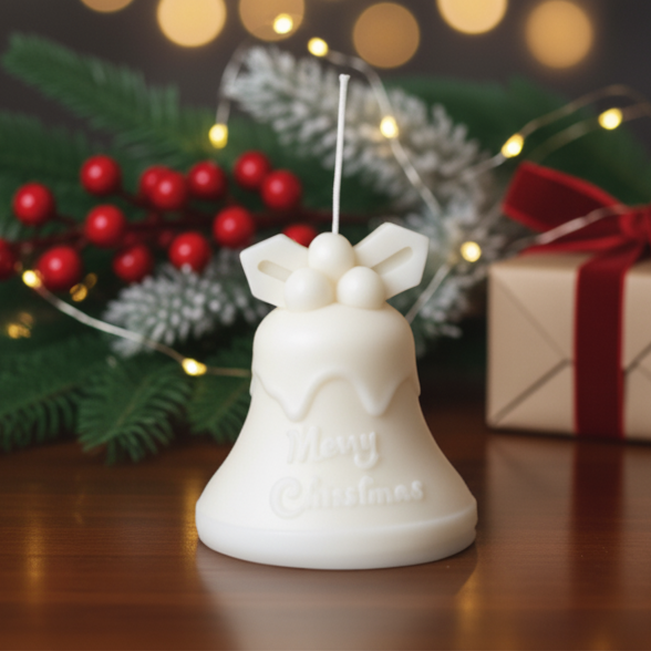 Tall Bell Christmas Candle | Sculptural Soy Wax | Handcrafted in USA