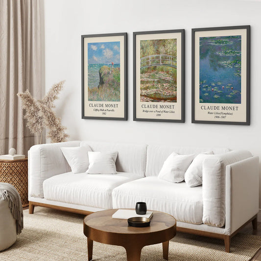 3 Piece Claude Monet Wall Art Set. Water Lilies Prints