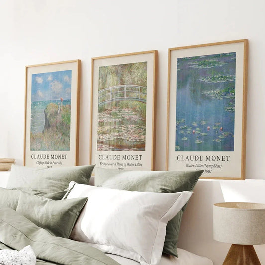 3 Piece Claude Monet Wall Art Set. Water Lilies Prints