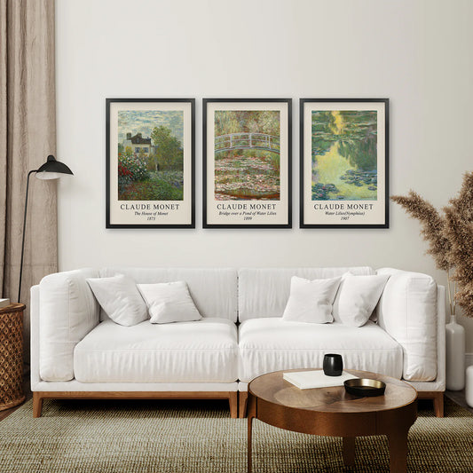Claude Monet Prints Set of 3 | Water Lilies Wall Art Posters