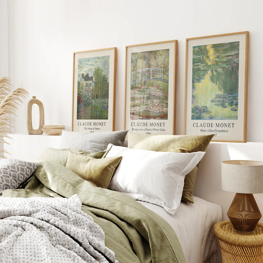 Claude Monet Prints Set of 3 | Water Lilies Wall Art Posters