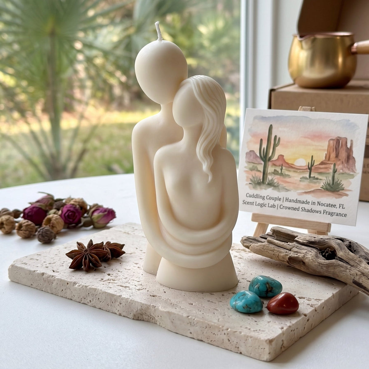 Romantic Cuddling Couple Candle