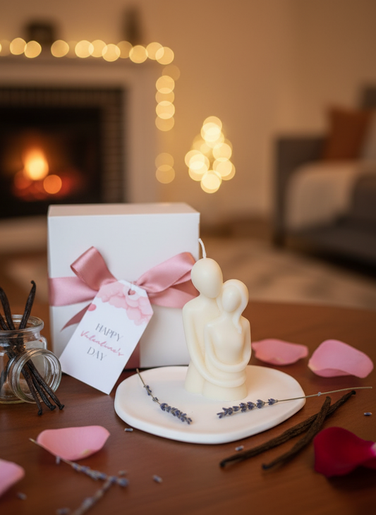 Cuddling Couple Candle — Romantic Sculptural Soy Wax, Handmade in USA
