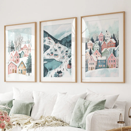 Christmas Village Cute Winter Landscape Posters