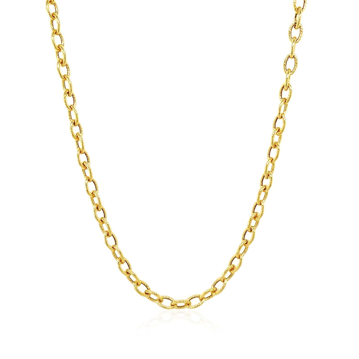 14k Yellow Gold Pendant Chain with Textured Links (3.3 mm)