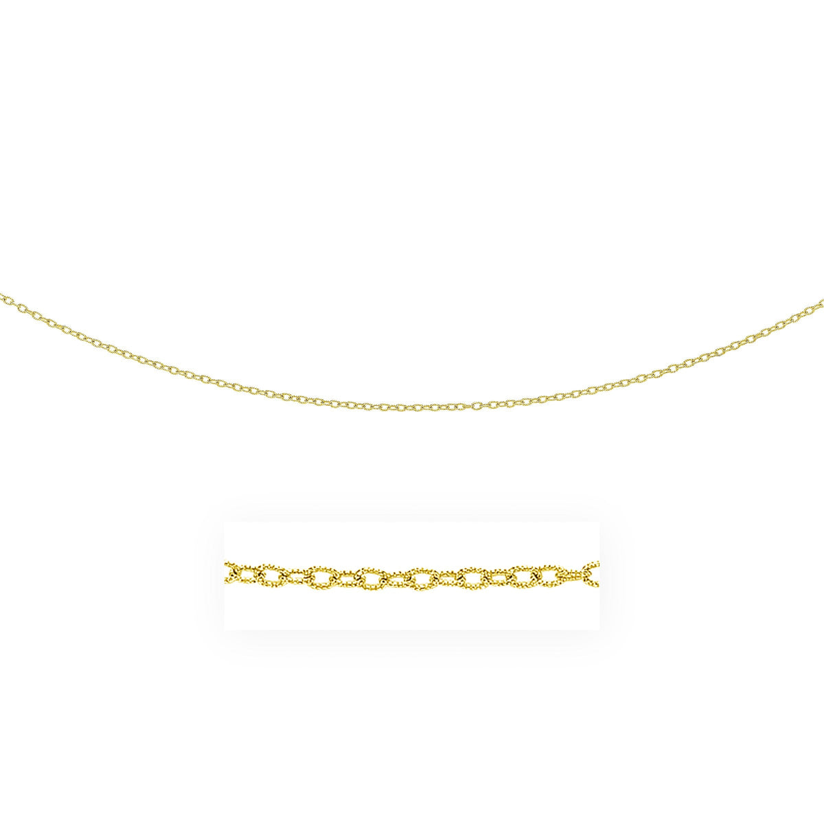 14k Yellow Gold Pendant Chain with Textured Links (2.50 mm)