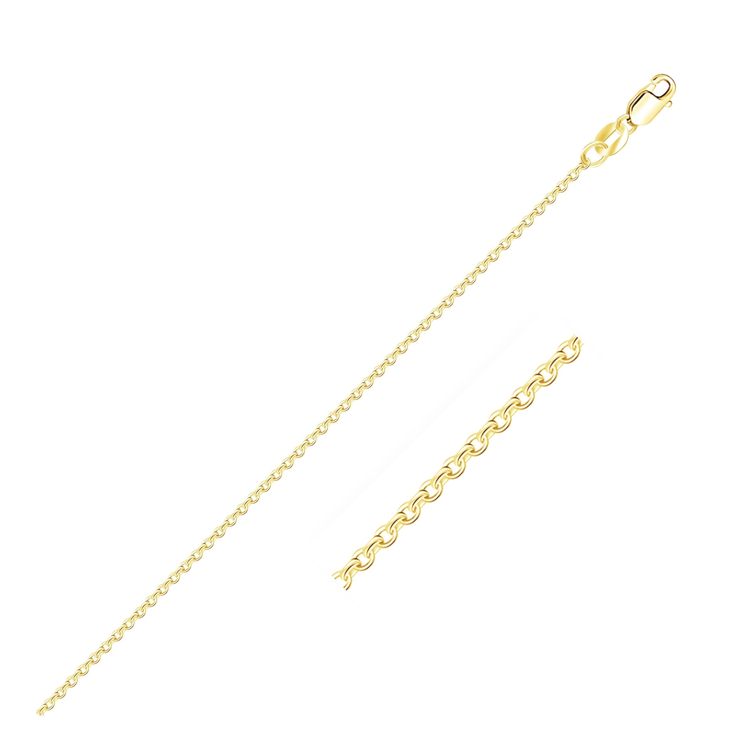 14k Yellow Gold Diamond Cut Cable Link Chain 1.1 mm