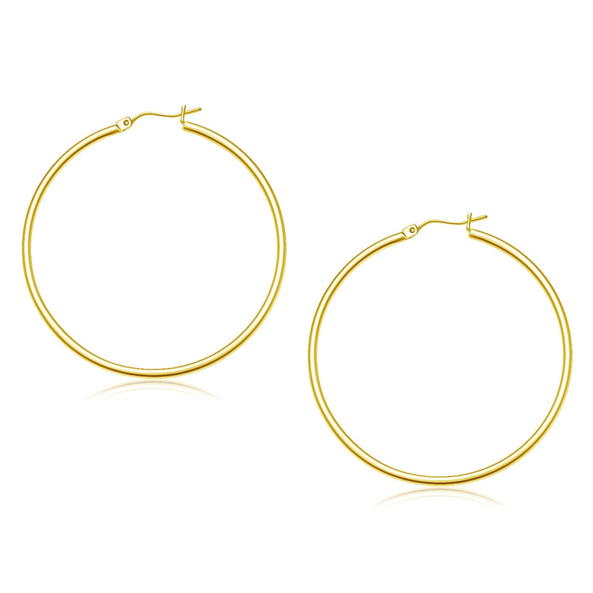 14k Yellow Gold Polished Hoop Earrings (2x45mm)