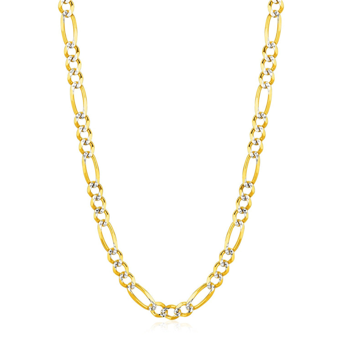 14K Yellow Gold Solid Pave Figaro Chain (5.90 mm)