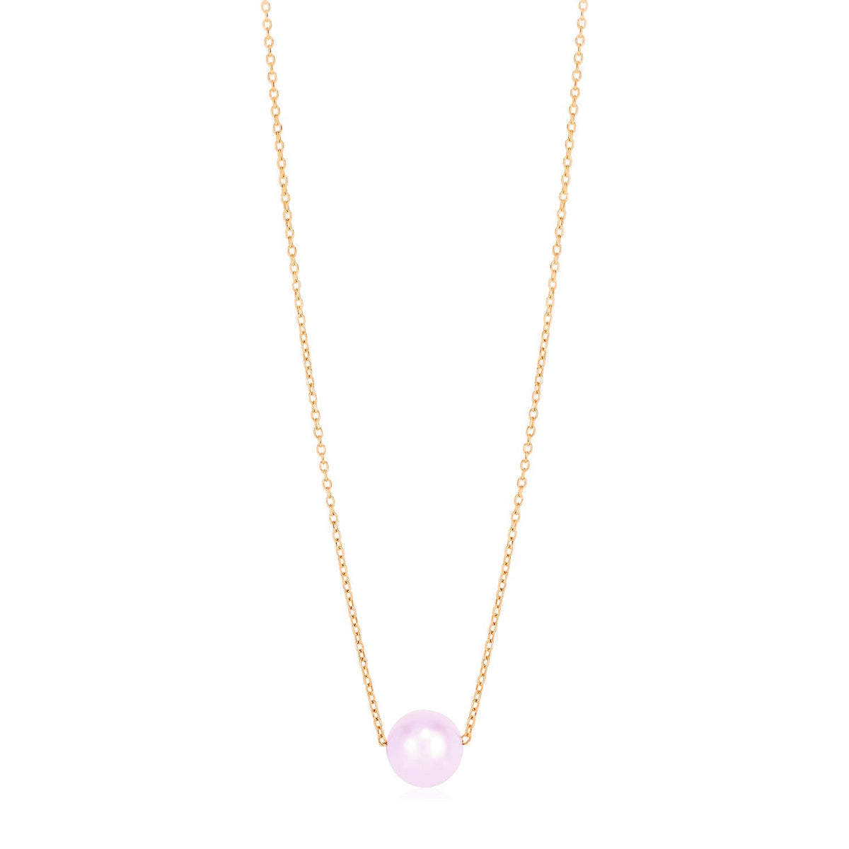 14k Rose Gold Pearl Solitaire Necklace