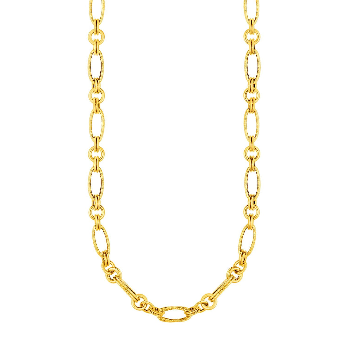 14k Yellow Gold Twisted and Polished Link Necklace