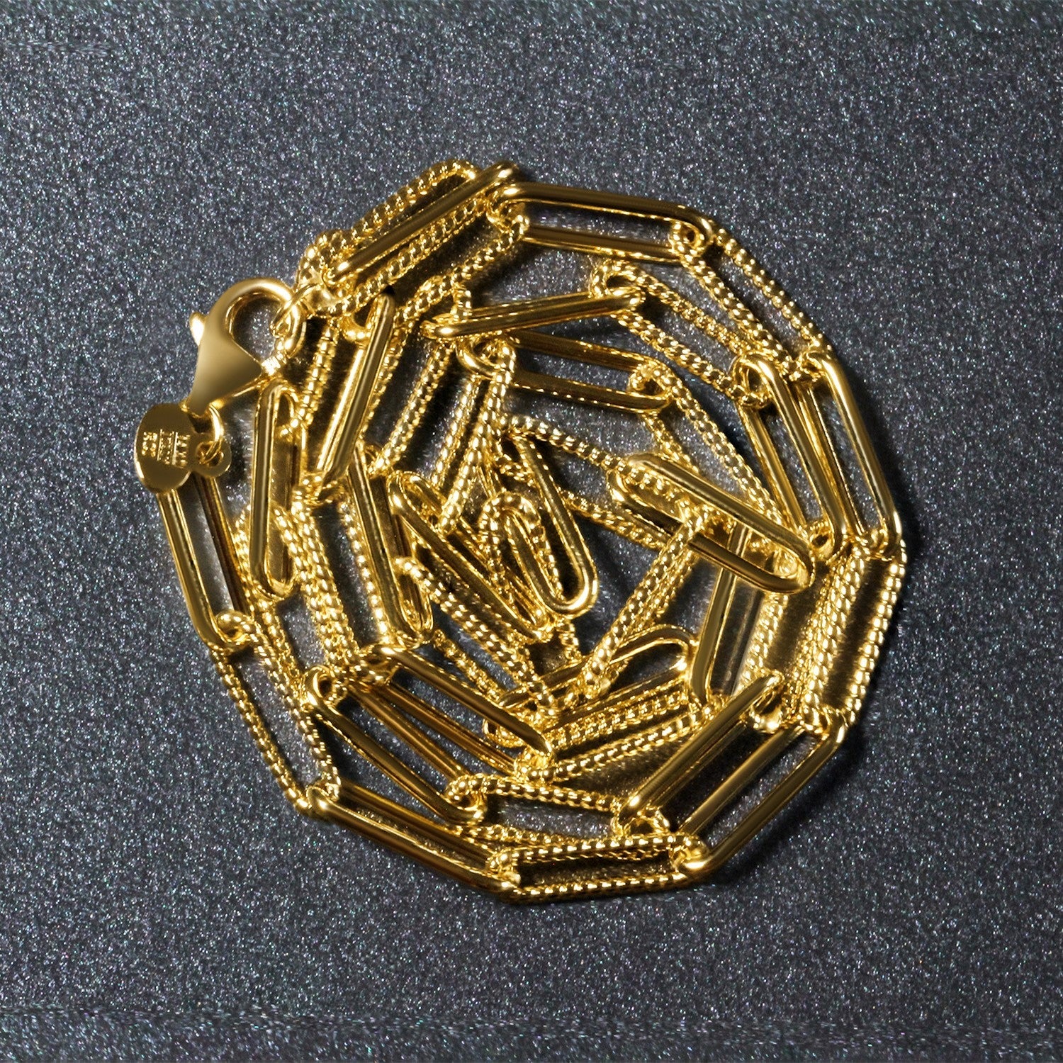 14k Yellow Gold Textured Paperclip Chain (3.50 mm)