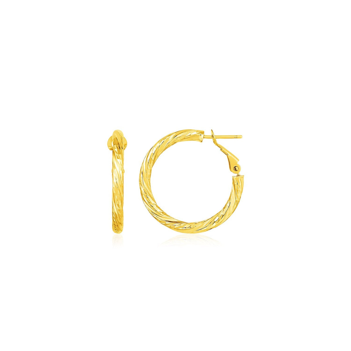 14 k Yellow Gold Petite Twisted Round Hoop Earrings