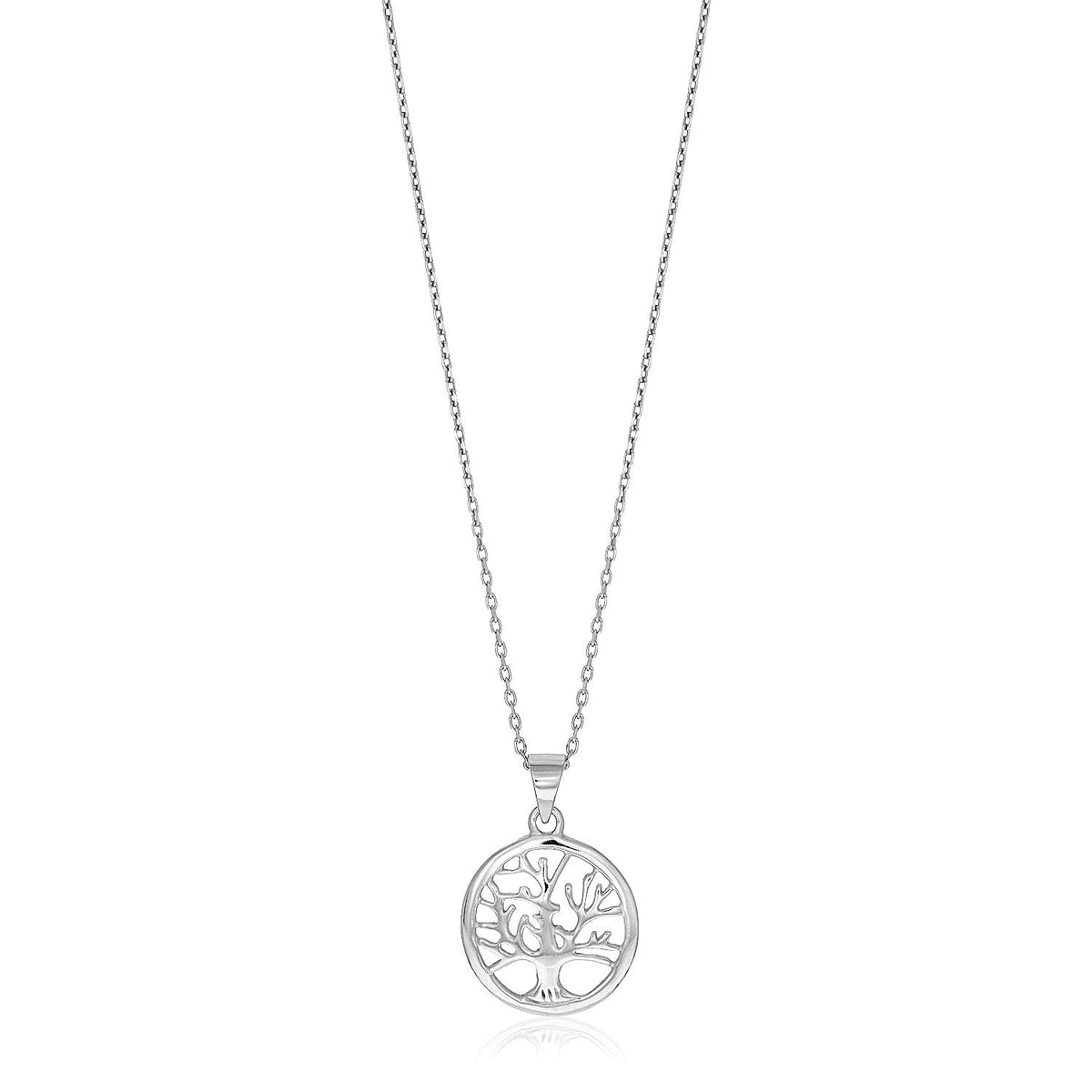 Sterling Silver inch Round Tree of Life Necklace