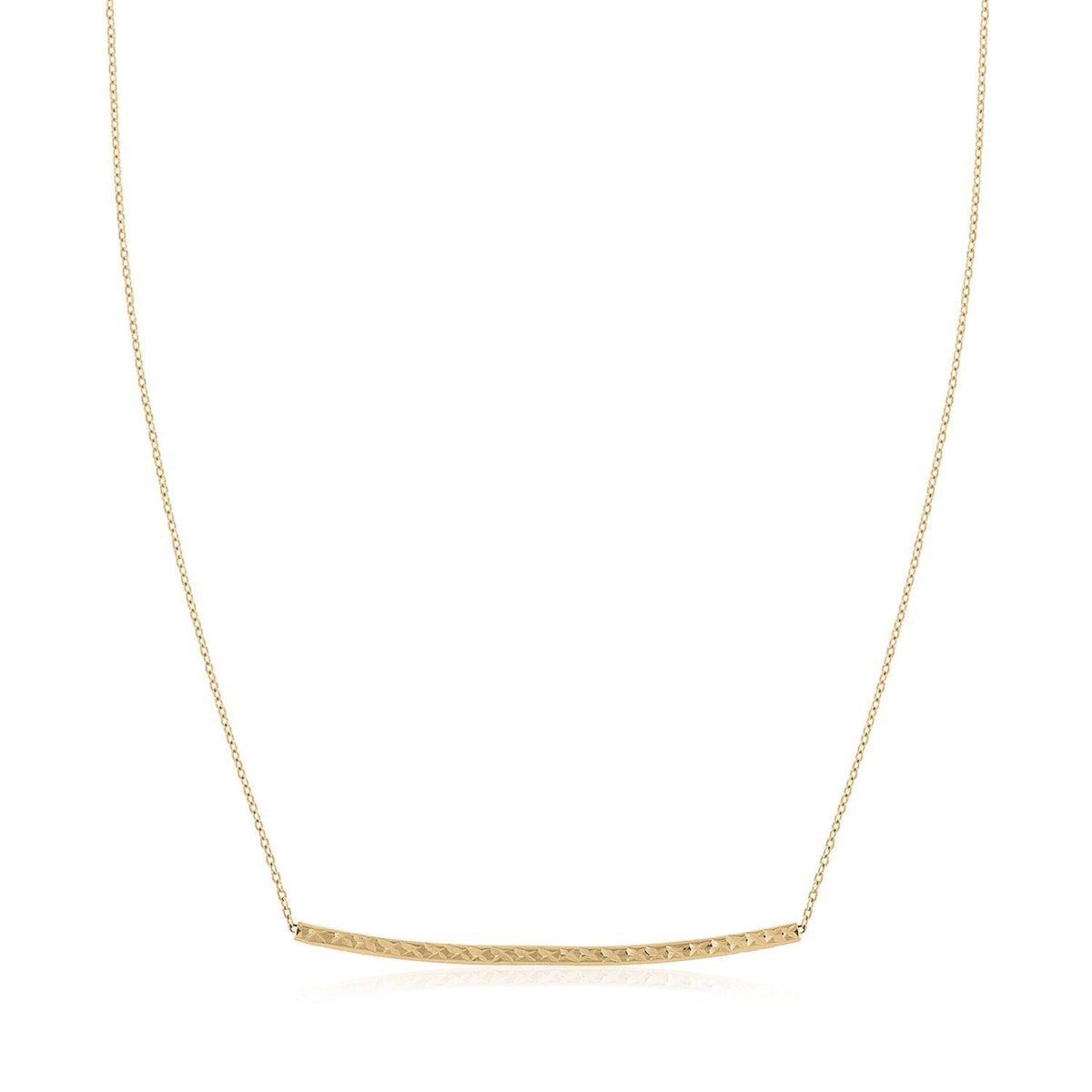 14k Yellow Gold Thin Textured Bar Necklace