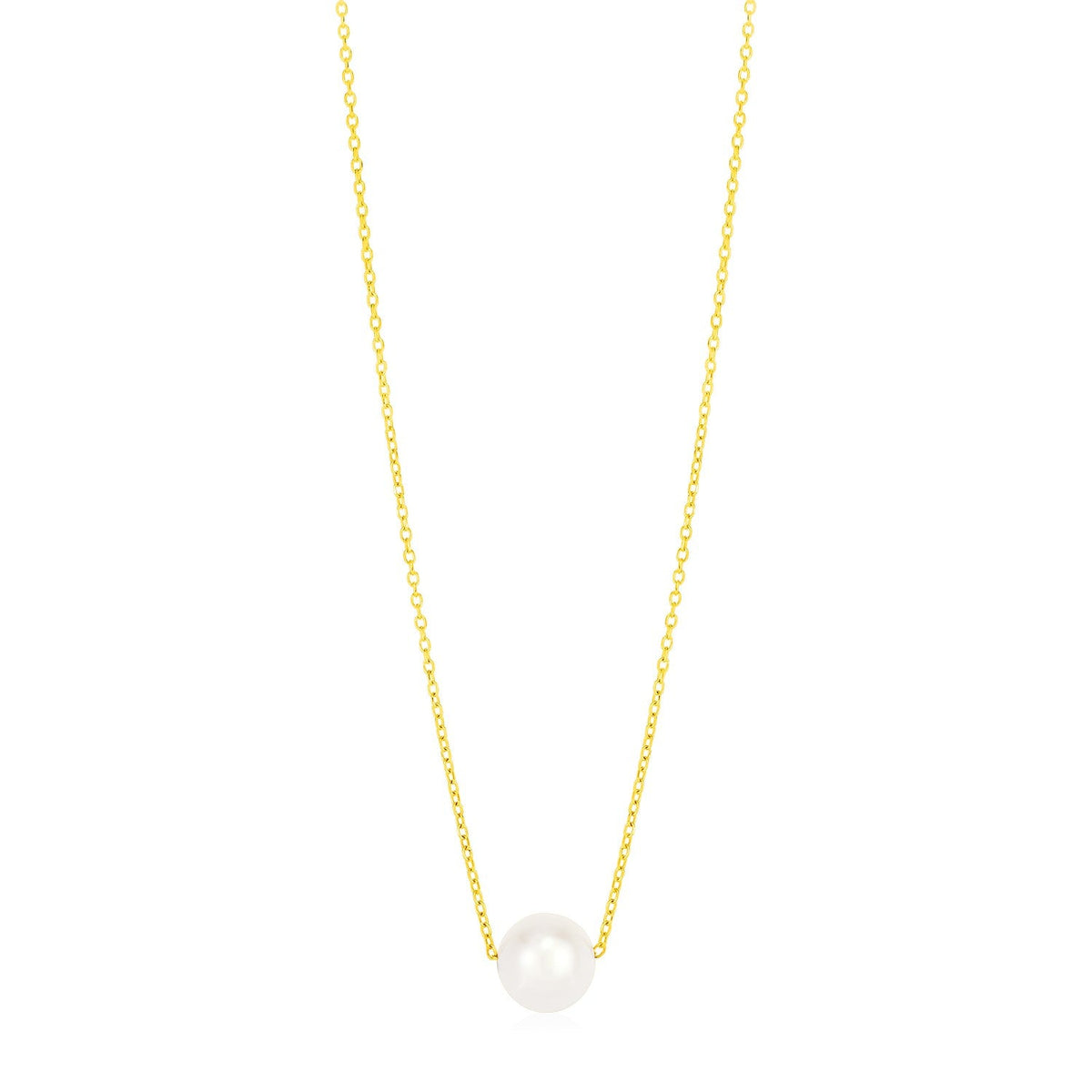 14k Yellow Gold Pearl Solitaire Necklace