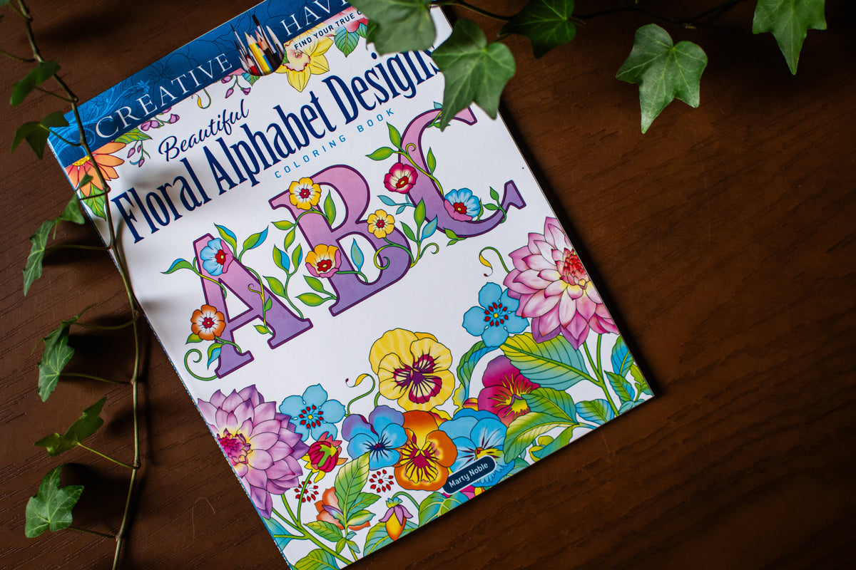 Creative Haven Beautiful Floral Alphabet Designs Coloring Book