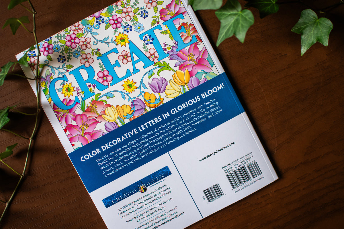 Creative Haven Beautiful Floral Alphabet Designs Coloring Book