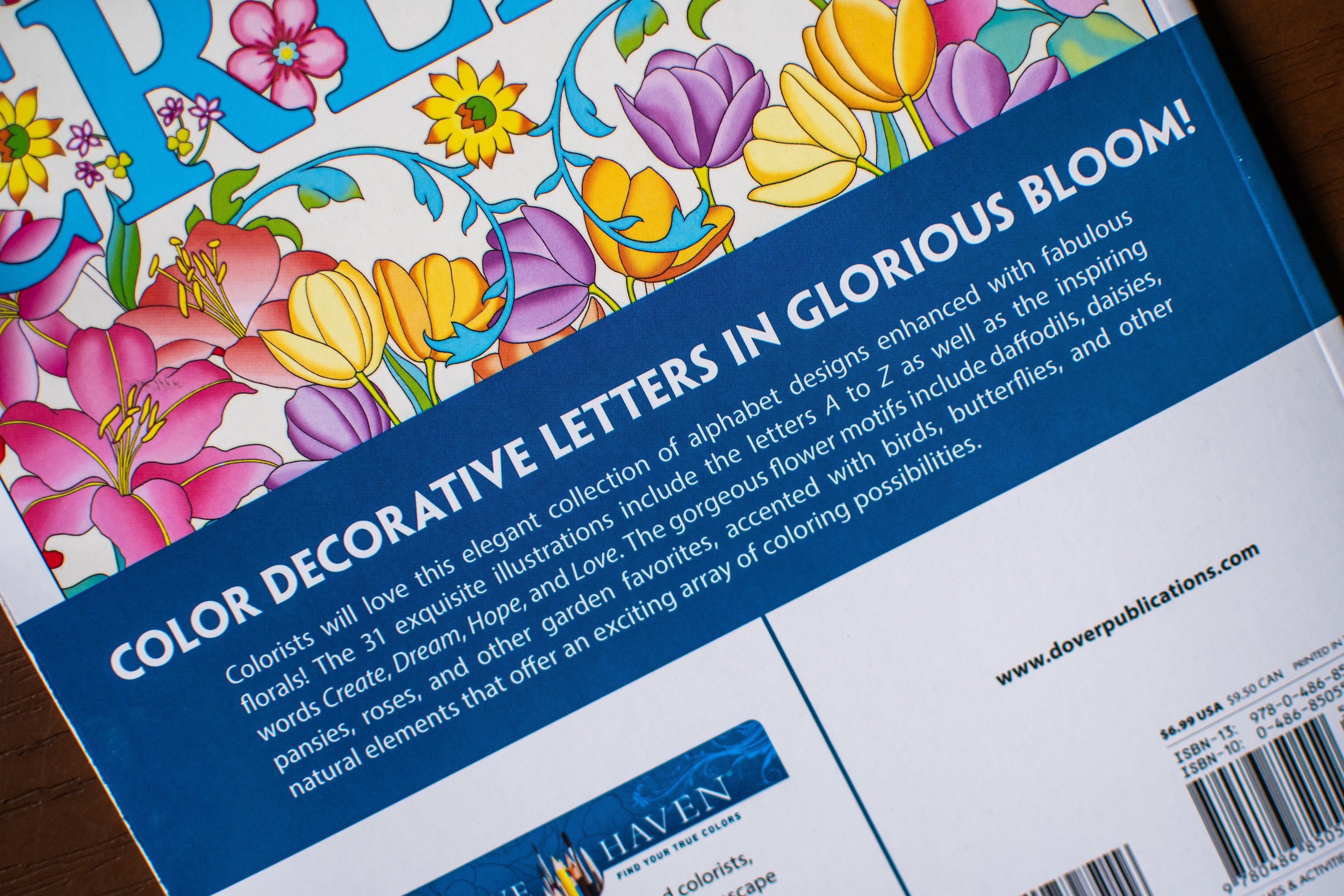 Creative Haven Beautiful Floral Alphabet Designs Coloring Book