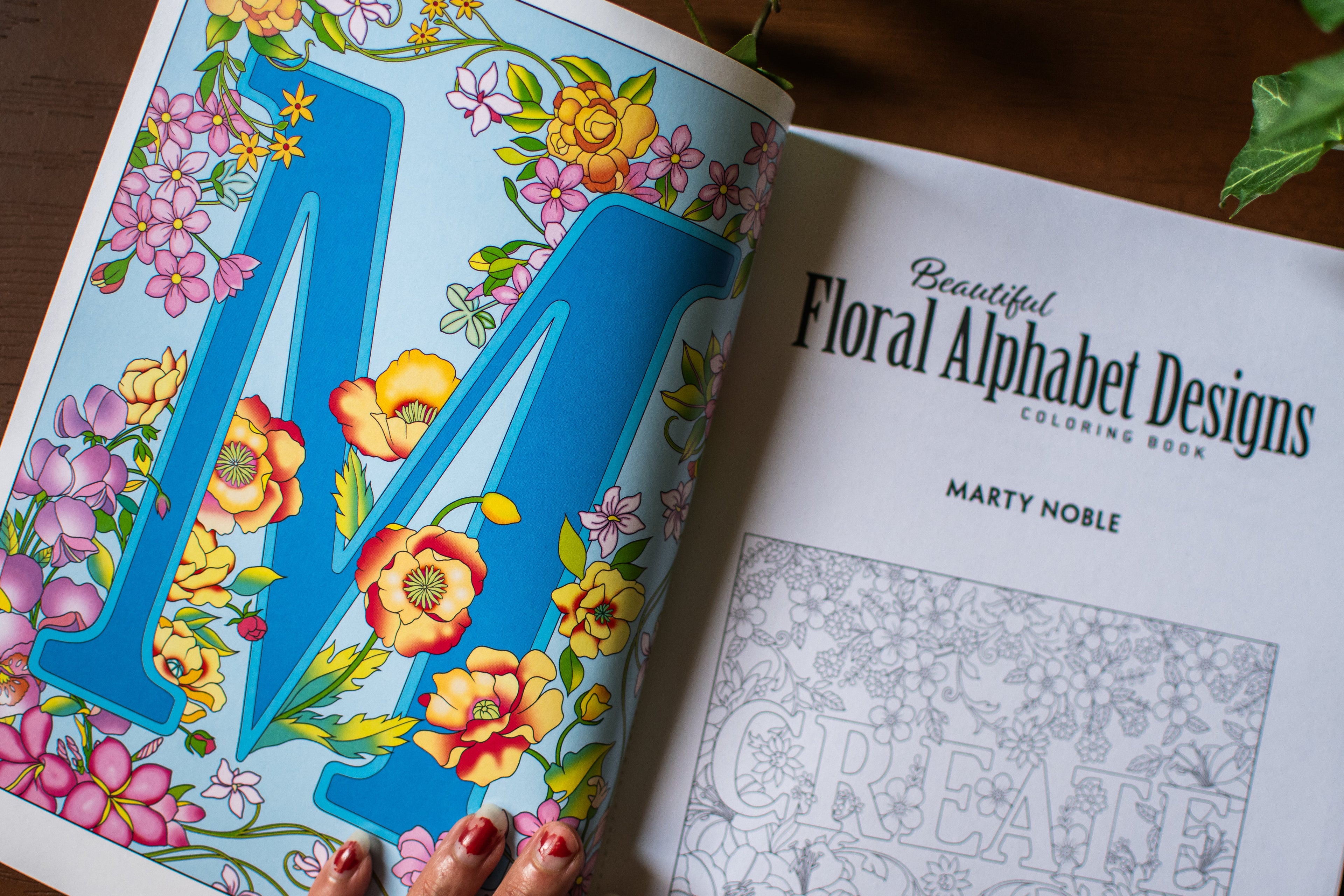 Creative Haven Beautiful Floral Alphabet Designs Coloring Book