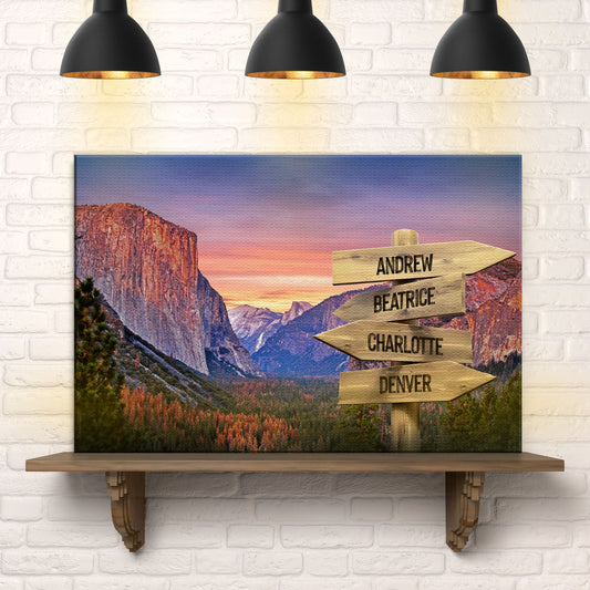 Yosemite Sunset Family Names Sign