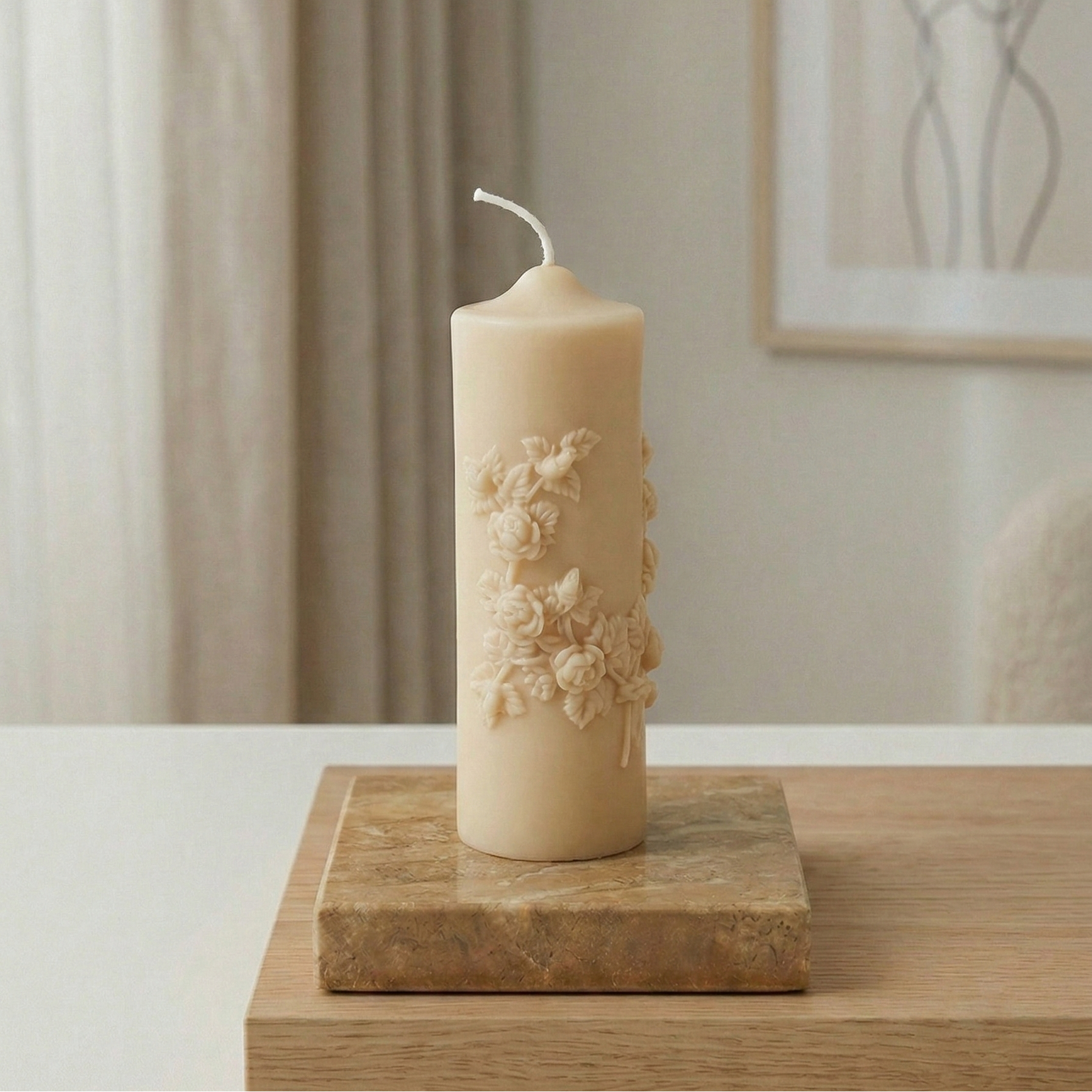 Floral Pillar Candle