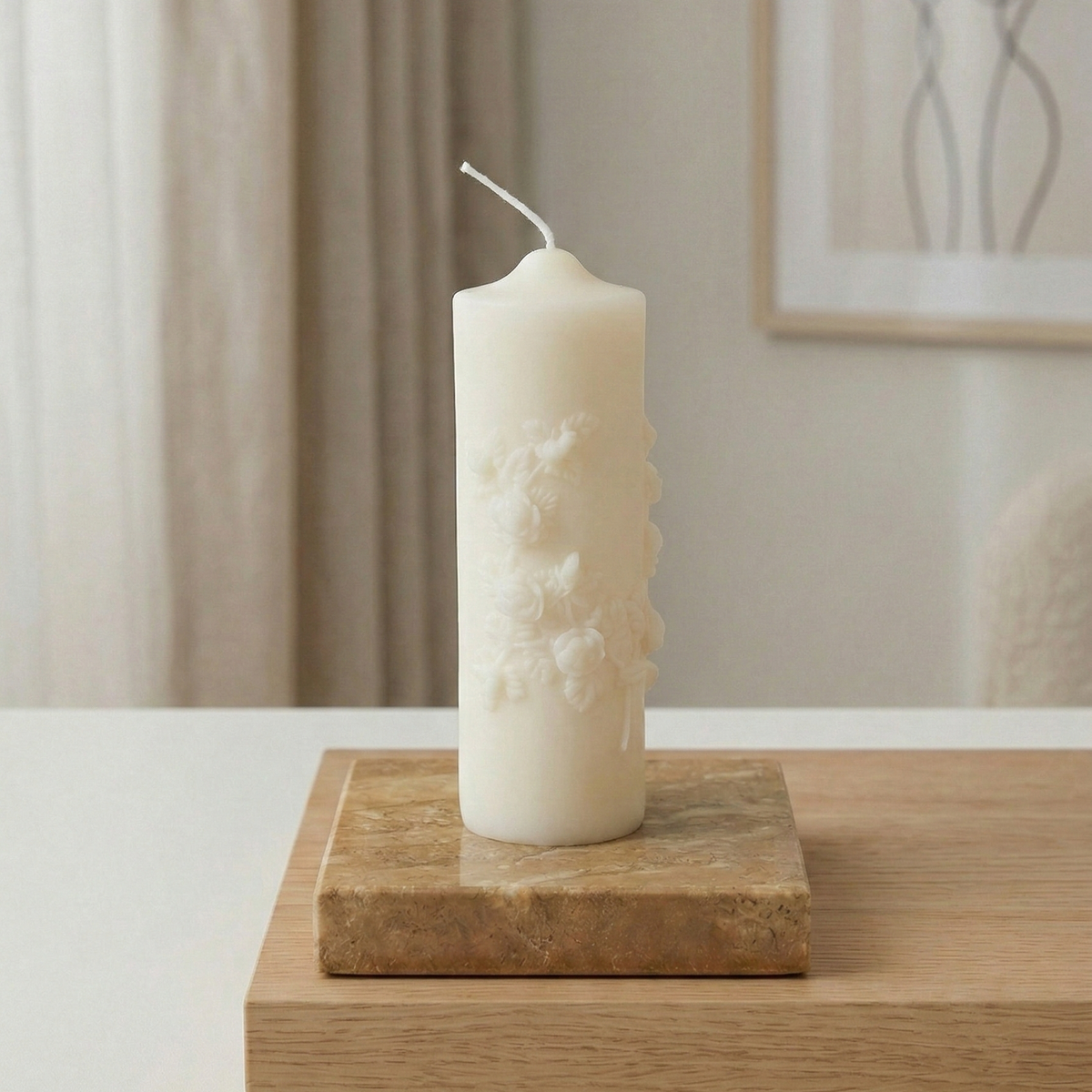 Floral Pillar Candle