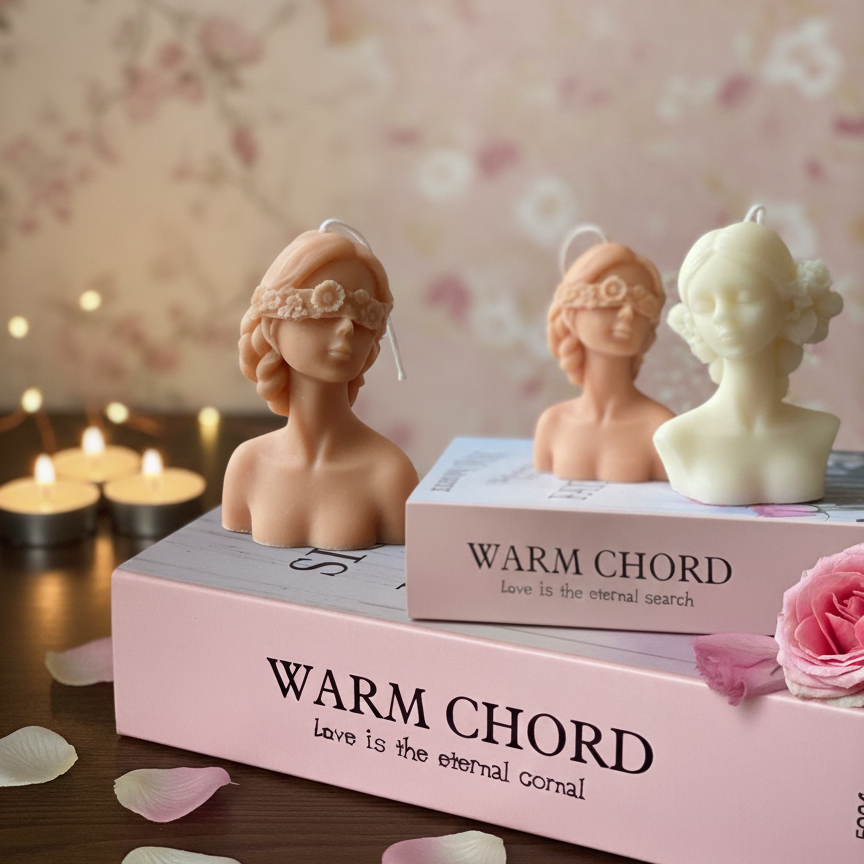Blindfolded Flower Girl Candle – Sculptural Soy Wax Art | 2 Styles, 3 Colors, 5 Scents