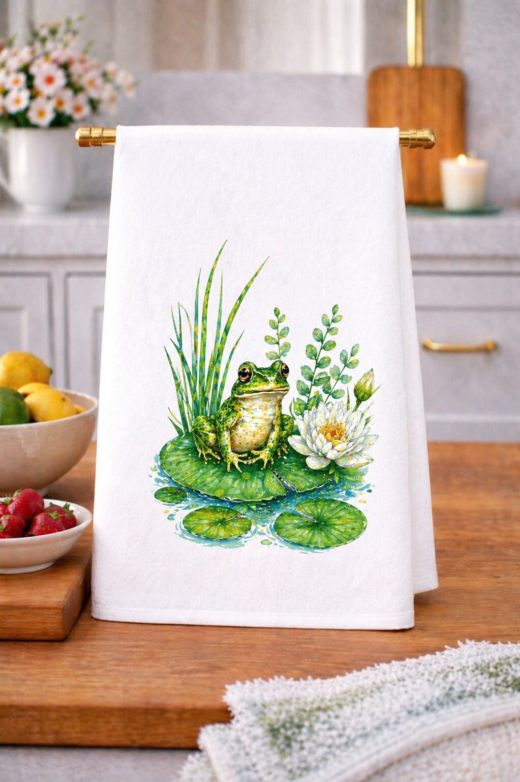 Frogs on a Lilypad Kitchen Towel