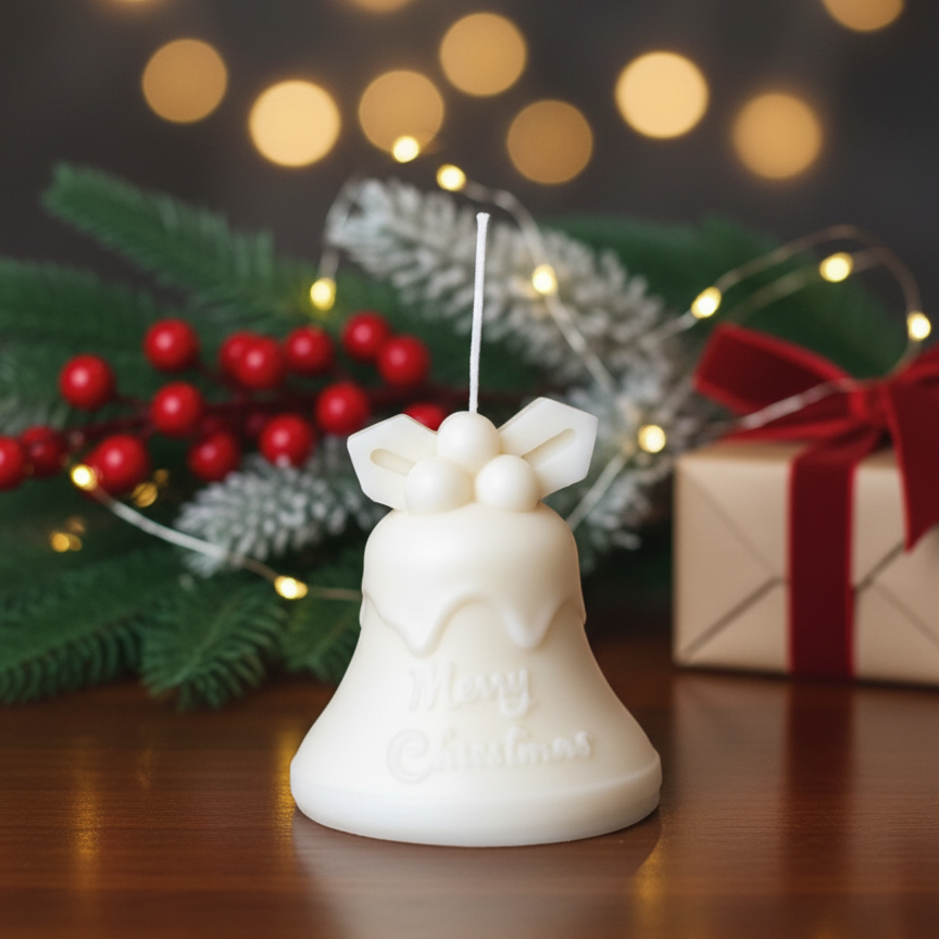 Tall Bell Christmas Candle | Sculptural Soy Wax | Handcrafted in USA