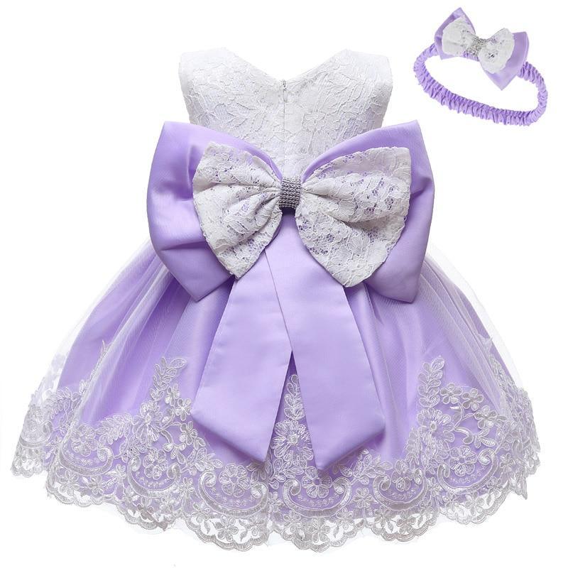 Modern luxury Baby Elegant Baby Girls 1st Year Birthday Dress Halloween Costume Party Dress For Baby And Girls With Big Bow And Modern Unique Colors