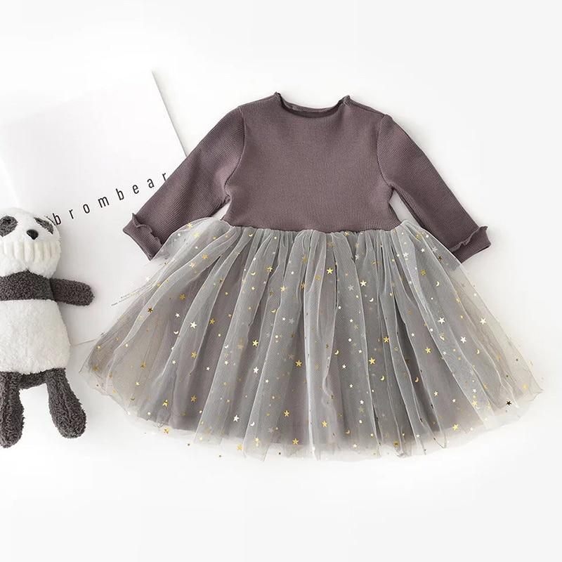 Modern Winter Flower Long Sleeve Smash Cake Baby Girls Dress For 1-5 Year Little Princess