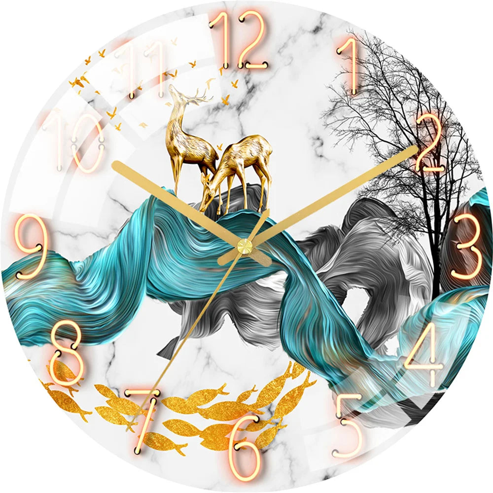 Art Wall Clock Home Decoration Fashion Decoration Silent Quartz Clocks Child Dreaming Whale Art Clock Wall Christmas Gift Family