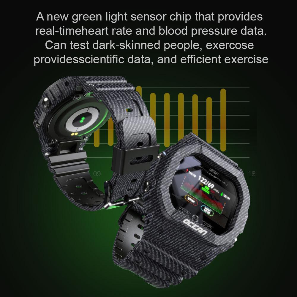 Military Ocean Army Smart Watch For Menand Woman For  Fitness and Sport With Tracker Blood Pressure Message Push Heart Rate Monitor and Clock Smartwatc For Android