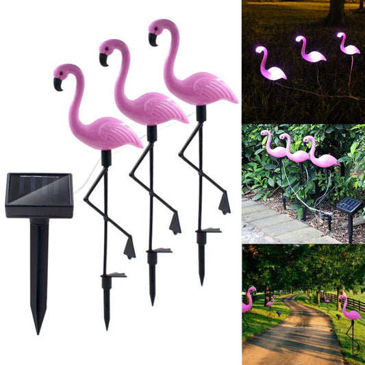 3PCS SET Flamingo LED Solar Modern Lamp For Garden And Yard With Base Station 3 Piece Set Decorative Lighting For Pathway Driveway Landscape