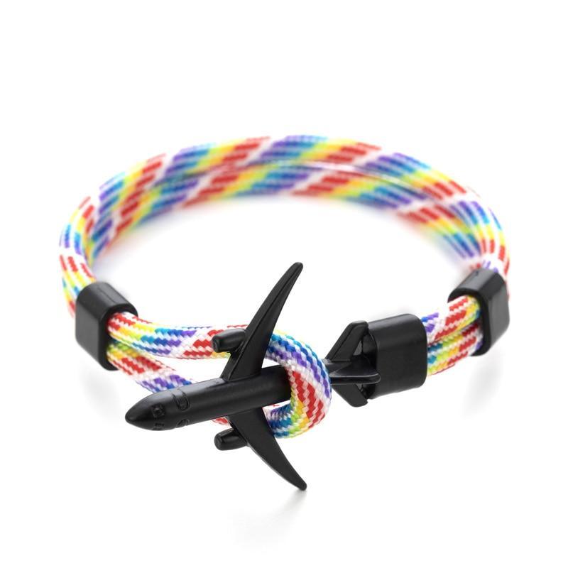 Elegant Modern Fashion Black Anchor Luxury Bracelets For Men And Women Charm Rope Chain Couple Bracelet Metal Airplane Leather Hooks Homme Jewelry