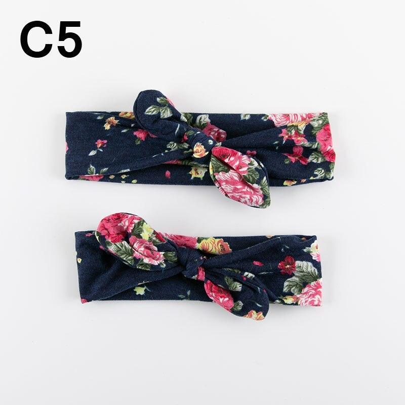 Modern  Mother & Baby Headbands Kids Girl Bow With Rabbit ear Print Floral Hair Bands Parent-Child Hair Accessories