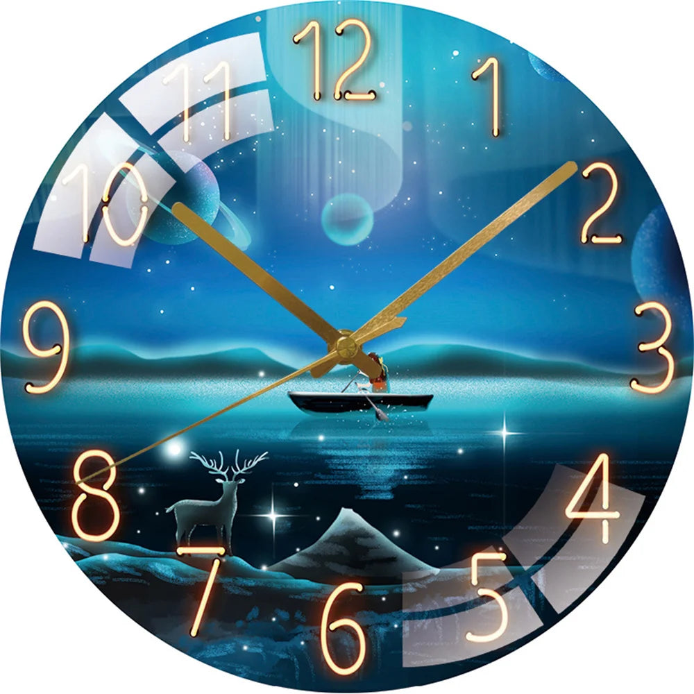 Art Wall Clock Home Decoration Fashion Decoration Silent Quartz Clocks Child Dreaming Whale Art Clock Wall Christmas Gift Family