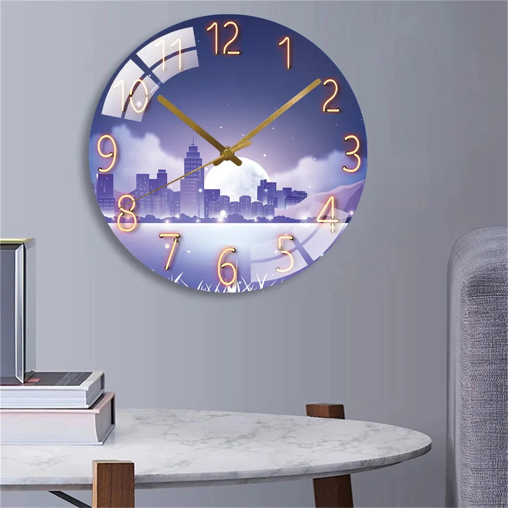 Art Wall Clock Home Decoration Fashion Decoration Silent Quartz Clocks Child Dreaming Whale Art Clock Wall Christmas Gift Family
