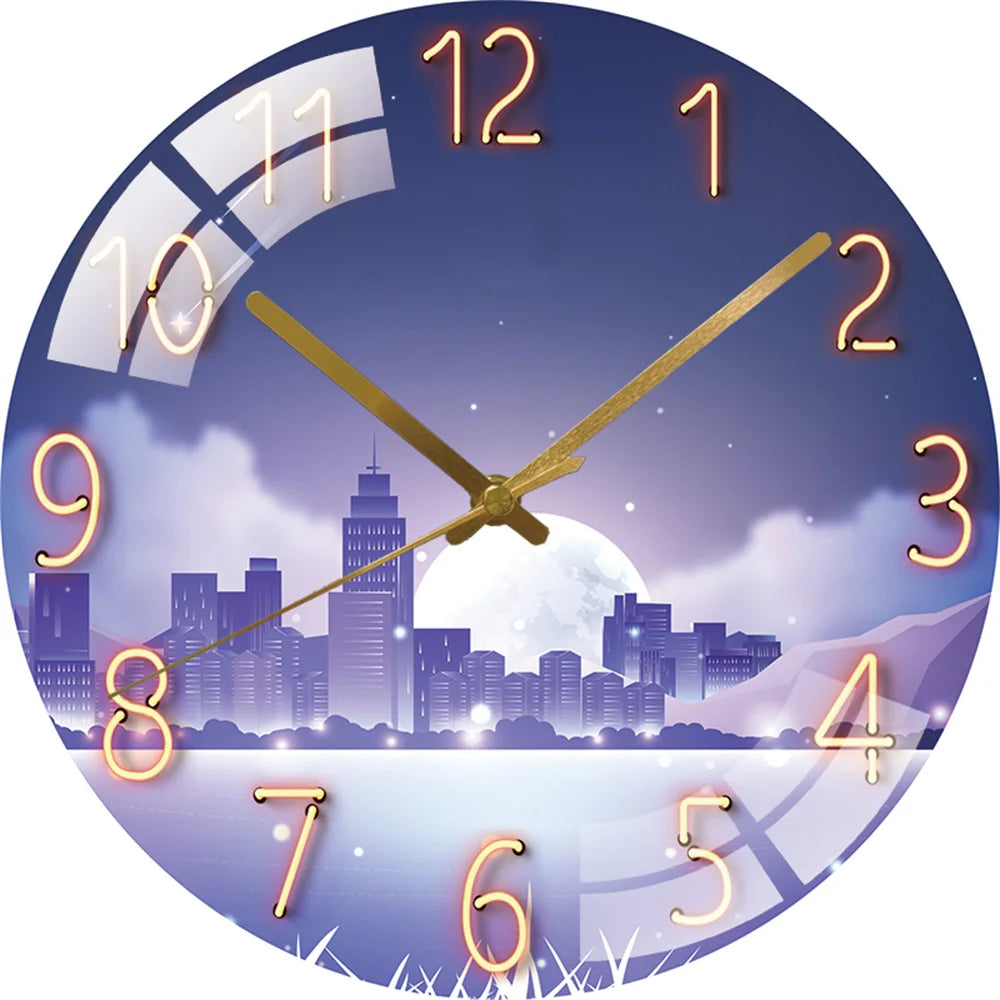 Art Wall Clock Home Decoration Fashion Decoration Silent Quartz Clocks Child Dreaming Whale Art Clock Wall Christmas Gift Family