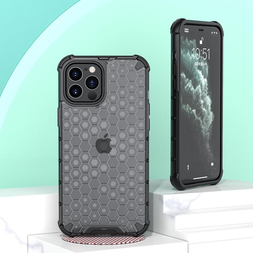 Ultra-Protective Phone Case Shockproof Case for iPhone 12 Mini 12 Pro 11 Pro Max 6s Plus Honeycomb Phone Cover for iPhone SE 7 8 XR XS Max Shock Absorption Protection Shockproof Soft Material Protective Case Suitable for iPhone