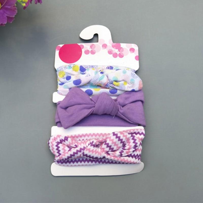 Modern 3PCS Set Floral Bows Baby Headband Dot Bowknot Cotton Hair Band Girls Hair Accessories For Girls