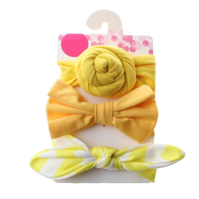 Modern 3PCS Set Floral Bows Baby Headband Dot Bowknot Cotton Hair Band Girls Hair Accessories For Girls