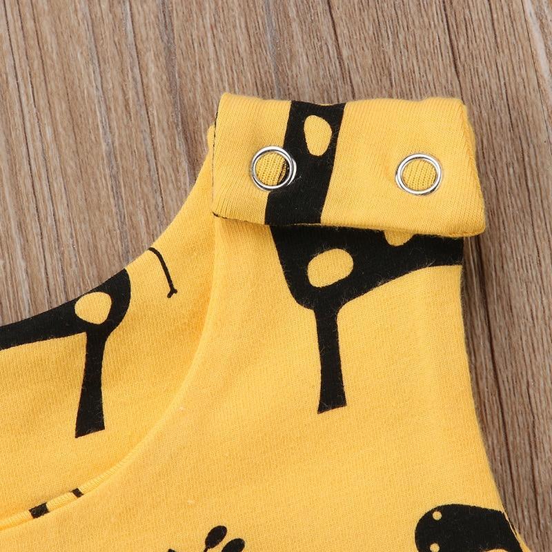 Cute Newborn Baby Boy Girl Sleeveless Cartoon Animal Cotton Romper Jumpsuit Outfits With Giraffe Design