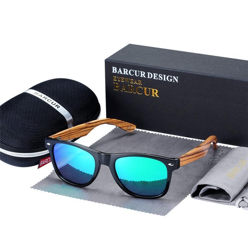 Luxury Natural Zebra Wood Sunglasses PolarizedWood Rectangle Mirror Lens Driving For Women and Men With UV400 Protection