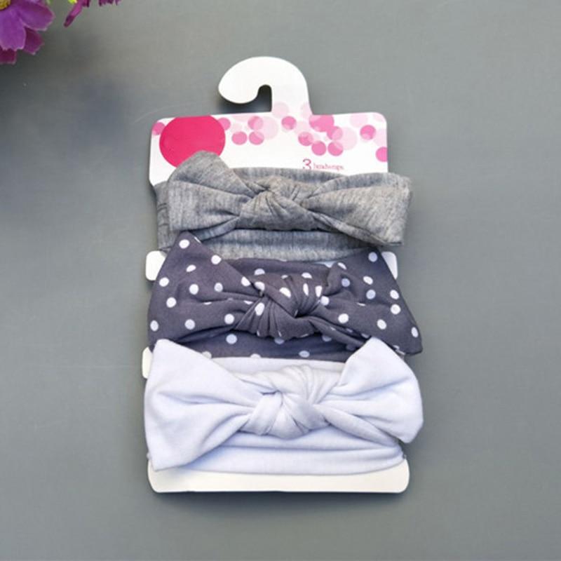 Modern 3PCS Set Floral Bows Baby Headband Dot Bowknot Cotton Hair Band Girls Hair Accessories For Girls