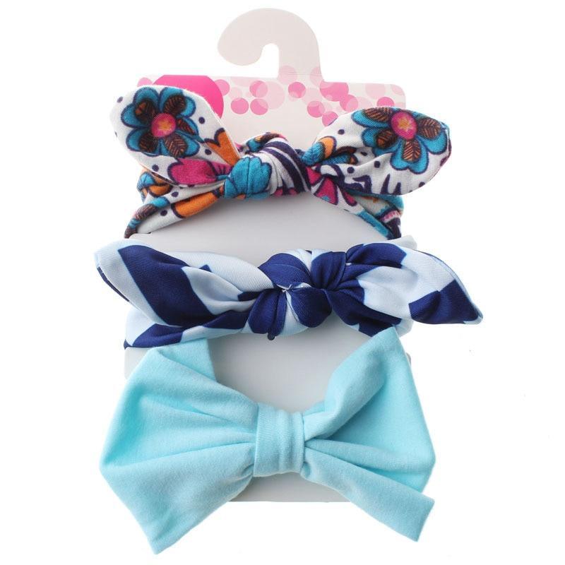 Modern 3PCS Set Floral Bows Baby Headband Dot Bowknot Cotton Hair Band Girls Hair Accessories For Girls