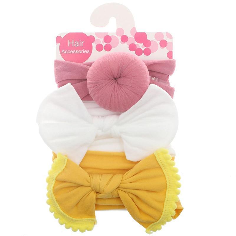 Modern 3PCS Set Floral Bows Baby Headband Dot Bowknot Cotton Hair Band Girls Hair Accessories For Girls