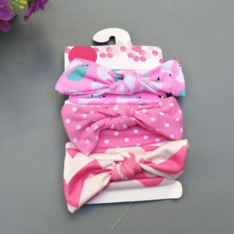 Modern 3PCS Set Floral Bows Baby Headband Dot Bowknot Cotton Hair Band Girls Hair Accessories For Girls